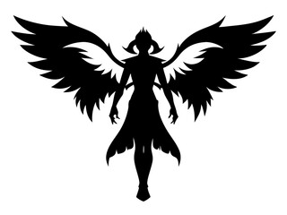 Angel Silhouette Vector Design, Angel SVG Clipart, Heavenly Figure Icon