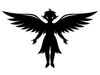 Angel Silhouette Vector Design, Angel SVG Clipart, Heavenly Figure Icon