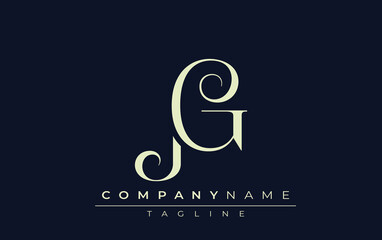 Fototapeta premium JG abstract Logo. Elegantly Designed Minimalist Monogram Logo with Stylish Lettering. Sophisticated and sleek minimalist monogram showcasing unique lettering design.