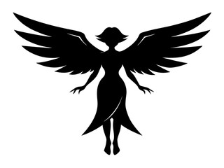 Angel Silhouette Vector Design, Angel SVG Clipart, Heavenly Figure Icon