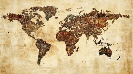 World map illustrating diverse cultures and people from various regions across the globe