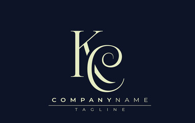 KC abstract Logo. Elegantly Designed Minimalist Monogram Logo with Stylish Lettering. Sophisticated and sleek minimalist monogram showcasing unique lettering design.