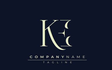 KE abstract Logo. Elegantly Designed Minimalist Monogram Logo with Stylish Lettering. Sophisticated and sleek minimalist monogram showcasing unique lettering design.