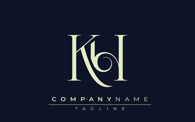 KH abstract Logo. Elegantly Designed Minimalist Monogram Logo with Stylish Lettering. Sophisticated and sleek minimalist monogram showcasing unique lettering design.