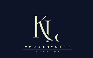 KL abstract Logo. Elegantly Designed Minimalist Monogram Logo with Stylish Lettering. Sophisticated and sleek minimalist monogram showcasing unique lettering design.