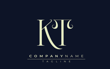 KT abstract Logo. Elegantly Designed Minimalist Monogram Logo with Stylish Lettering. Sophisticated and sleek minimalist monogram showcasing unique lettering design.