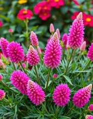 Obraz premium Pink and purple celosia flowers in a vibrant arrangement, visual, colorful, flora