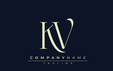 KV abstract Logo. Elegantly Designed Minimalist Monogram Logo with Stylish Lettering. Sophisticated and sleek minimalist monogram showcasing unique lettering design.