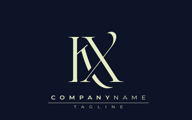 KX abstract Logo. Elegantly Designed Minimalist Monogram Logo with Stylish Lettering. Sophisticated and sleek minimalist monogram showcasing unique lettering design.