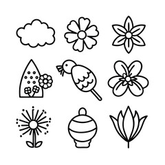 very simple set of 9 different style spring symbol.eps