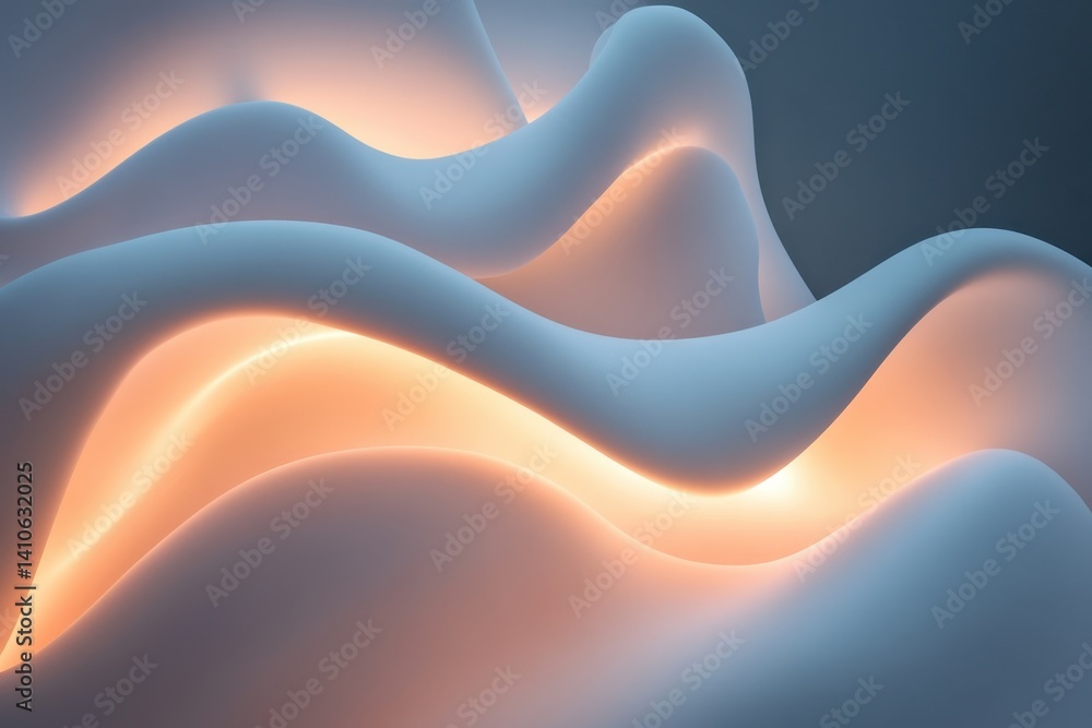 Poster soft curves and warm glow create an abstract design in a modern art installation