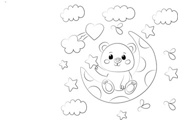 Cartoon vector coloring alphabet for kids offers fun drawing pages with animal and heart designs for childhood art
