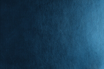 Glossy structure of genuine leather with gradient lighting effect, natural skin surface with embossing pattern. Artifical blue colored leatharette macro texture. Background, wallpaper, backdrop.