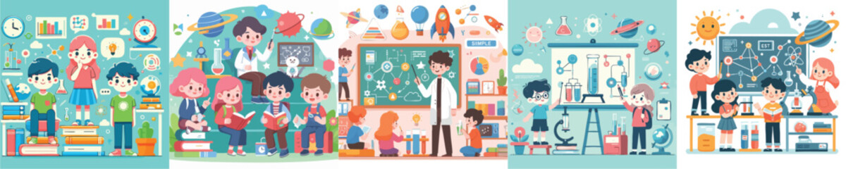 vector of a technology and science child