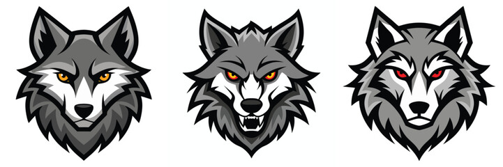 bundle of wolf heads, wolf face