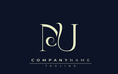 NU abstract Logo. Elegantly Designed Minimalist Monogram Logo with Stylish Lettering. Sophisticated and sleek minimalist monogram showcasing unique lettering design.