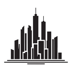 Obraz premium Modern City Skyline Silhouette Vector Art