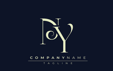 NY abstract Logo. Elegantly Designed Minimalist Monogram Logo with Stylish Lettering. Sophisticated and sleek minimalist monogram showcasing unique lettering design.