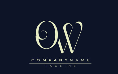 OW abstract Logo. Elegantly Designed Minimalist Monogram Logo with Stylish Lettering. Sophisticated and sleek minimalist monogram showcasing unique lettering design.
