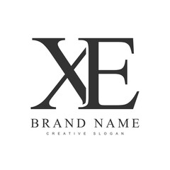 XE trendy logotype template. Initial letter x and e classic font style. Creative logo for company name or identity.