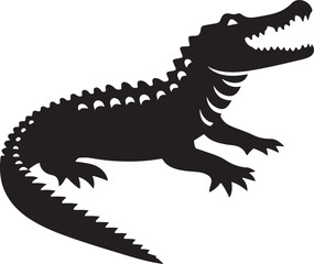 Silhouette vector of a crocodile, ideal for wildlife, reptiles, and dangerous animal-themed designs. Fully editable EPS file for creative use.