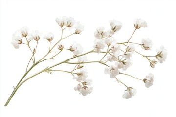A watercolor baby breath flower isolated on a white background showcasing its delicate white petals and soft details in a clean elegant design