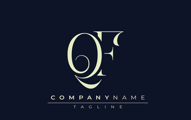 QF abstract Logo. Elegantly Designed Minimalist Monogram Logo with Stylish Lettering. Sophisticated and sleek minimalist monogram showcasing unique lettering design.