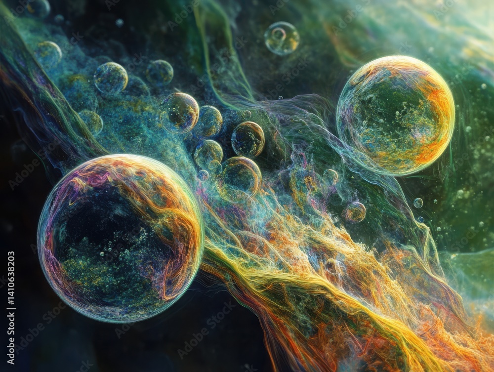 Fototapete surreal thread background with a twisting bubble stroke effect