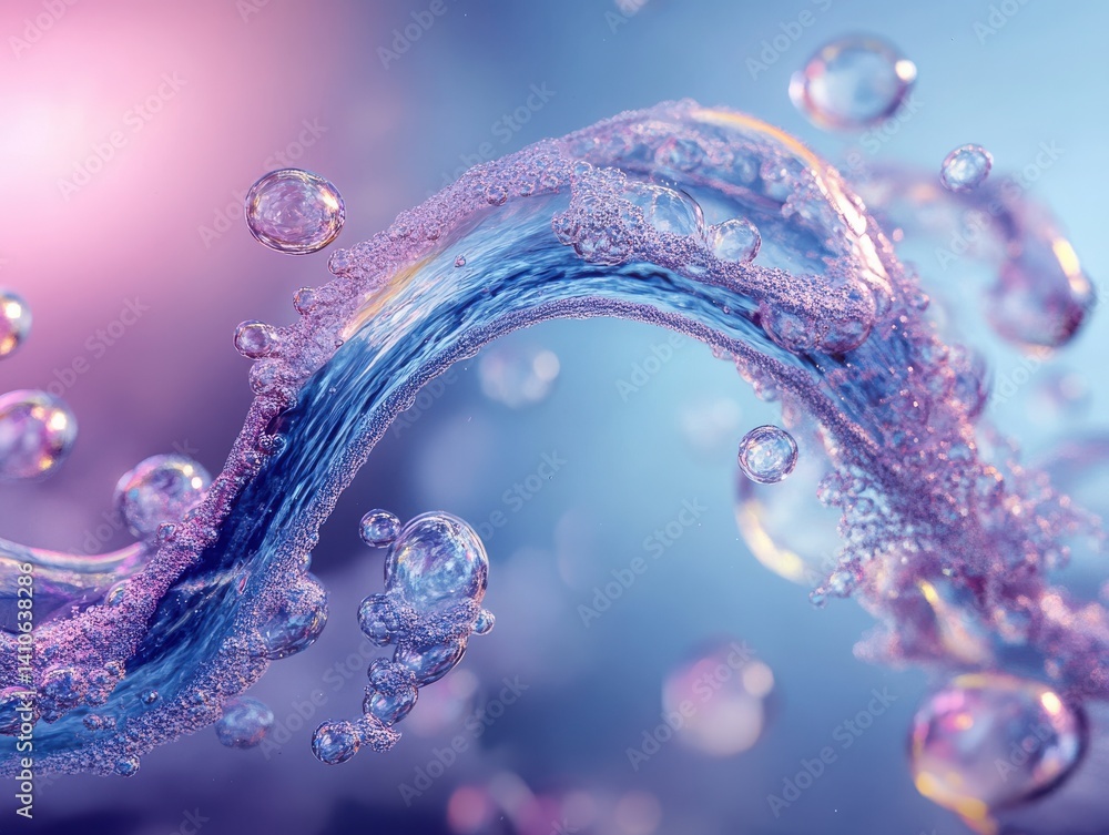 Fototapete bubble stroke twists gently on a surreal threaded background