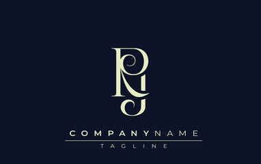 RJ abstract Logo. Elegantly Designed Minimalist Monogram Logo with Stylish Lettering. Sophisticated and sleek minimalist monogram showcasing unique lettering design.