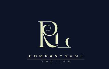 RL abstract Logo. Elegantly Designed Minimalist Monogram Logo with Stylish Lettering. Sophisticated and sleek minimalist monogram showcasing unique lettering design.
