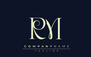 RM abstract Logo. Elegantly Designed Minimalist Monogram Logo with Stylish Lettering. Sophisticated and sleek minimalist monogram showcasing unique lettering design.
