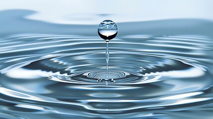 Captivating view of a water droplet hitting the surface, creating ripple patterns