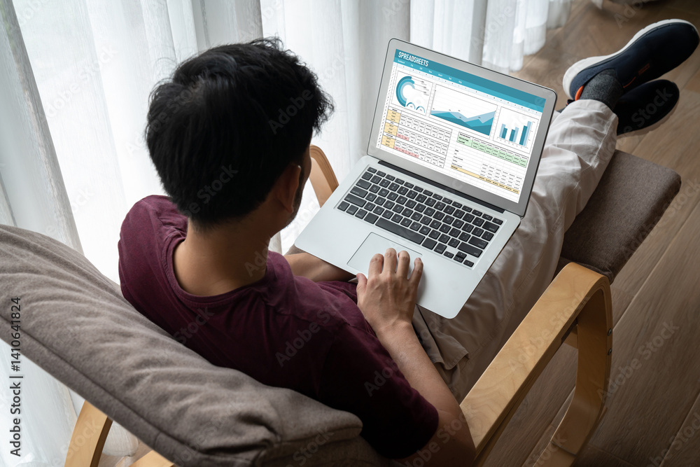 Poster spreadsheet document information financial startup concept. data and graphs in spreadsheet documents