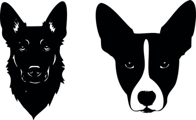 Dog Face Vector Black Silhouette on White Background | Pet Animal Head Illustration | Cute & Minimalist Design | Editable Graphic for Print & Digital Use