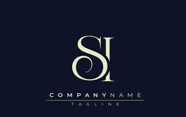 SI abstract Logo. Elegantly Designed Minimalist Monogram Logo with Stylish Lettering. Sophisticated and sleek minimalist monogram showcasing unique lettering design.