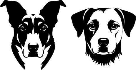 Dog Face Vector Black Silhouette on White Background | Pet Animal Head Illustration | Cute & Minimalist Design | Editable Graphic for Print & Digital Use