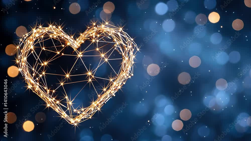 Aufkleber glowing heart shape design with sparkling bokeh effect background