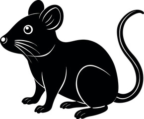 Sitting Mouse Silhouette Vector – Simple Rodent Clipart for Science, Lab, or Wildlife Concepts