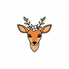 deer head with a floral crown.