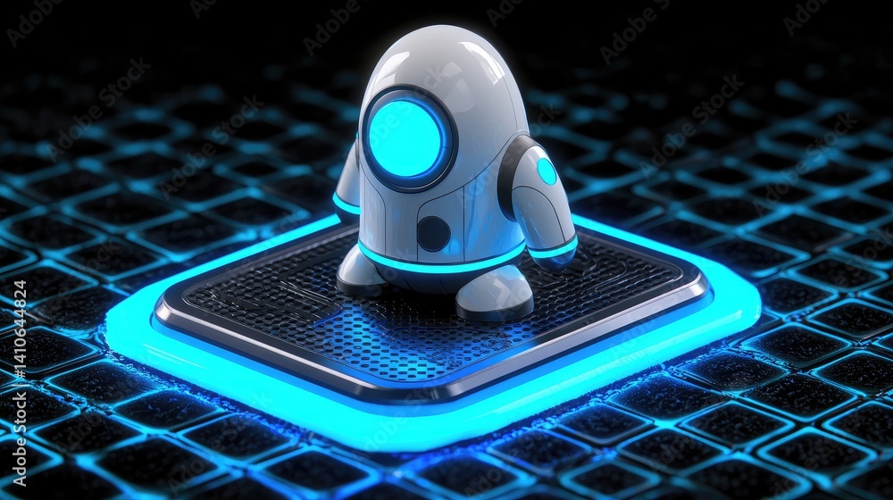 Aufkleber robot character showcase digital environment 3d model futuristic design close-up technology concept
