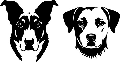 Dog Face Vector Black Silhouette on White Background | Pet Animal Head Illustration | Cute & Minimalist Design | Editable Graphic for Print & Digital Use