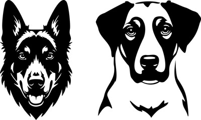 Dog Face Vector Black Silhouette on White Background | Pet Animal Head Illustration | Cute & Minimalist Design | Editable Graphic for Print & Digital Use