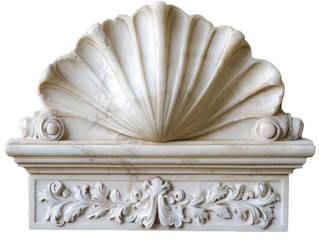 Elegant Classic Shell Decorative Element in White Marble Finish