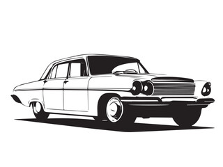 Vintage classic car silhouette. Vintage car silhouette isolated on white background. Classic car silhouette vector design.	
