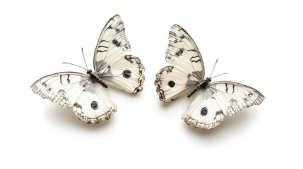Two White Butterflies With Black