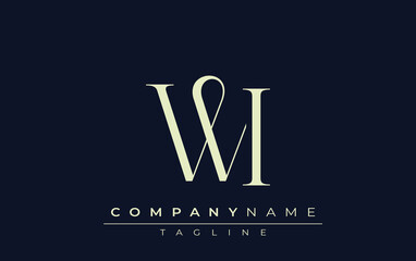 WI abstract Logo. Elegantly Designed Minimalist Monogram Logo with Stylish Lettering. Sophisticated and sleek minimalist monogram showcasing unique lettering design.