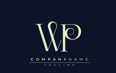 WP abstract Logo. Elegantly Designed Minimalist Monogram Logo with Stylish Lettering. Sophisticated and sleek minimalist monogram showcasing unique lettering design.