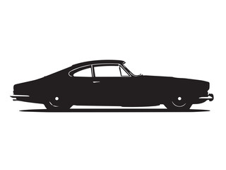 Naklejka premium Car silhouette isolated on white background. Car side view. Old classic car vector silhouette. 
