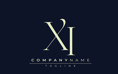 XI abstract Logo. Elegantly Designed Minimalist Monogram Logo with Stylish Lettering. Sophisticated and sleek minimalist monogram showcasing unique lettering design.